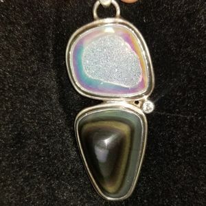 Starborn Creations 18k Gold Plated Brass Pink Drusy Freeform Pendant EP0018 Starborn Creations 18k Gold Plated Brass Pink Drusy Freeform Pendant EP0018